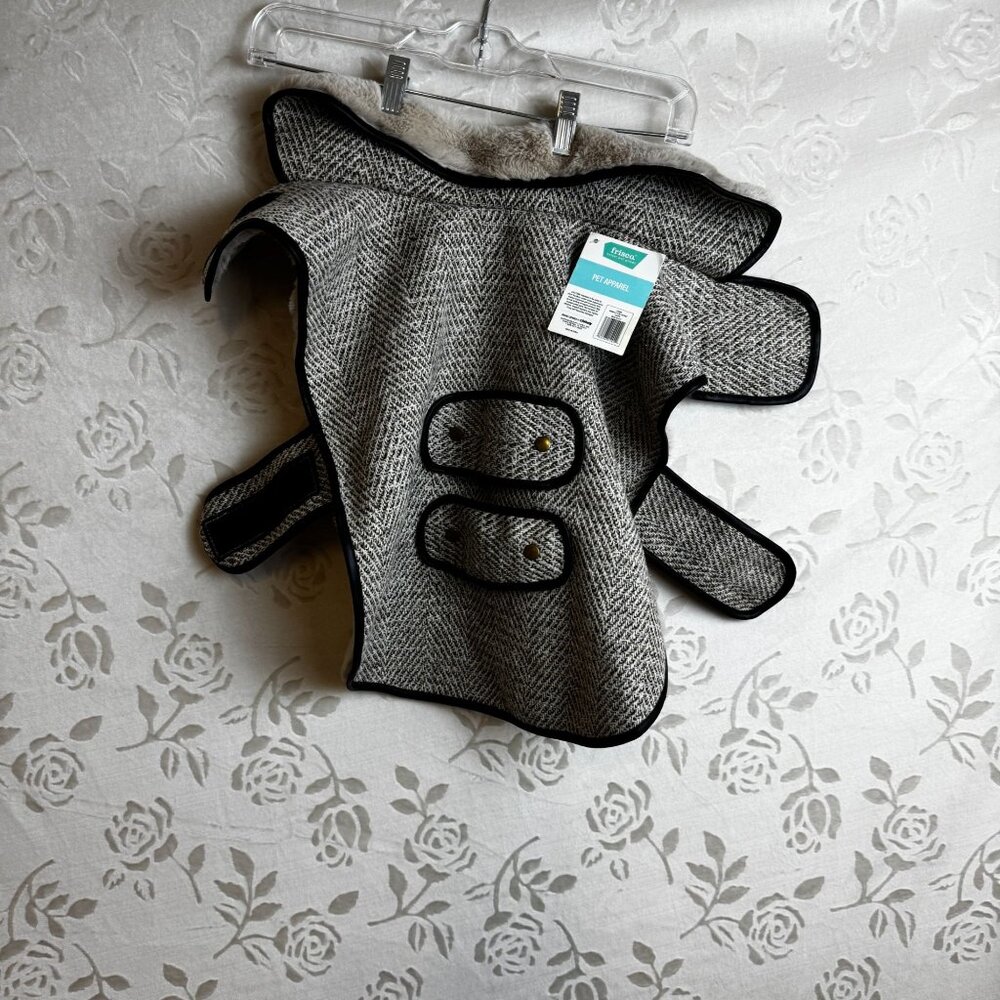 Frisco Manhattan Tweed Jacket For Dogs Large Faux Fur Lining Herringbone Design - Picture 8 of 9